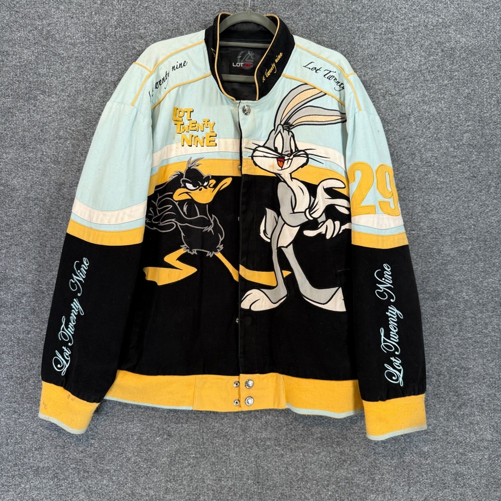 Lot 29 Looney Tunes Racing Jacket Mens XXL Multicolor Embroidered Streetwear Y2K